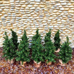 Lot of 10 Ten Miniature Christmas Trees on Tree Stumps. EUC. Decor Holiday